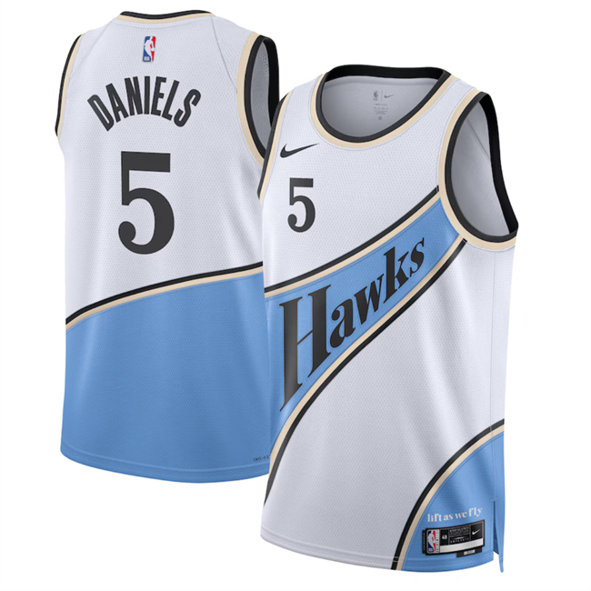 Men's White Atlanta Hawks #5 Dyson Daniels 2024/25 City Edition Stitched Jersey